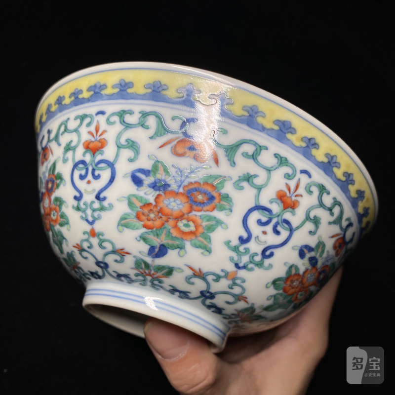 清道光 斗彩簇菊纹碗（一对） - 图9